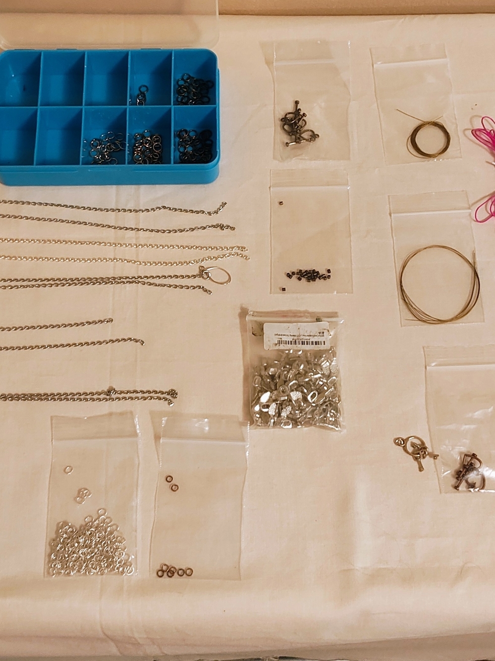 Mixed Jewelry Making Supplies — Silver Chains & Findings Bundle #1